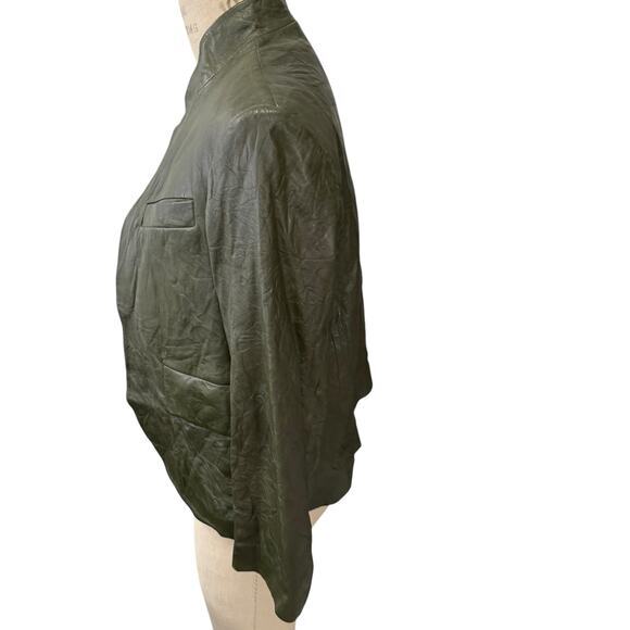 Zadig & Voltaire Leather Jacket FR 42 Womens‎ XL Pickle Green NEW - Picture 8 of 11